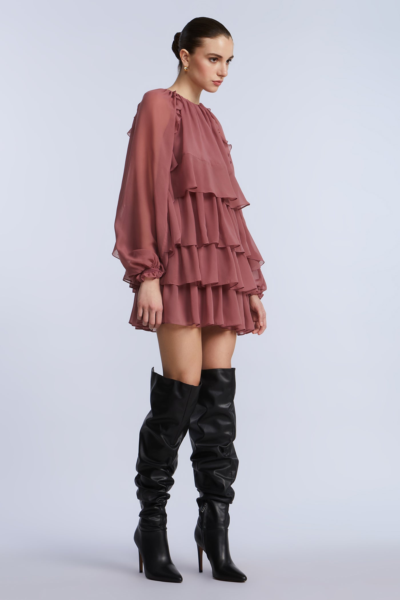Chiffon Ruffle Mini Dress BCBGMAXAZRIA Chiffon Ruffle Mini Dress BCBGMAXAZRIA