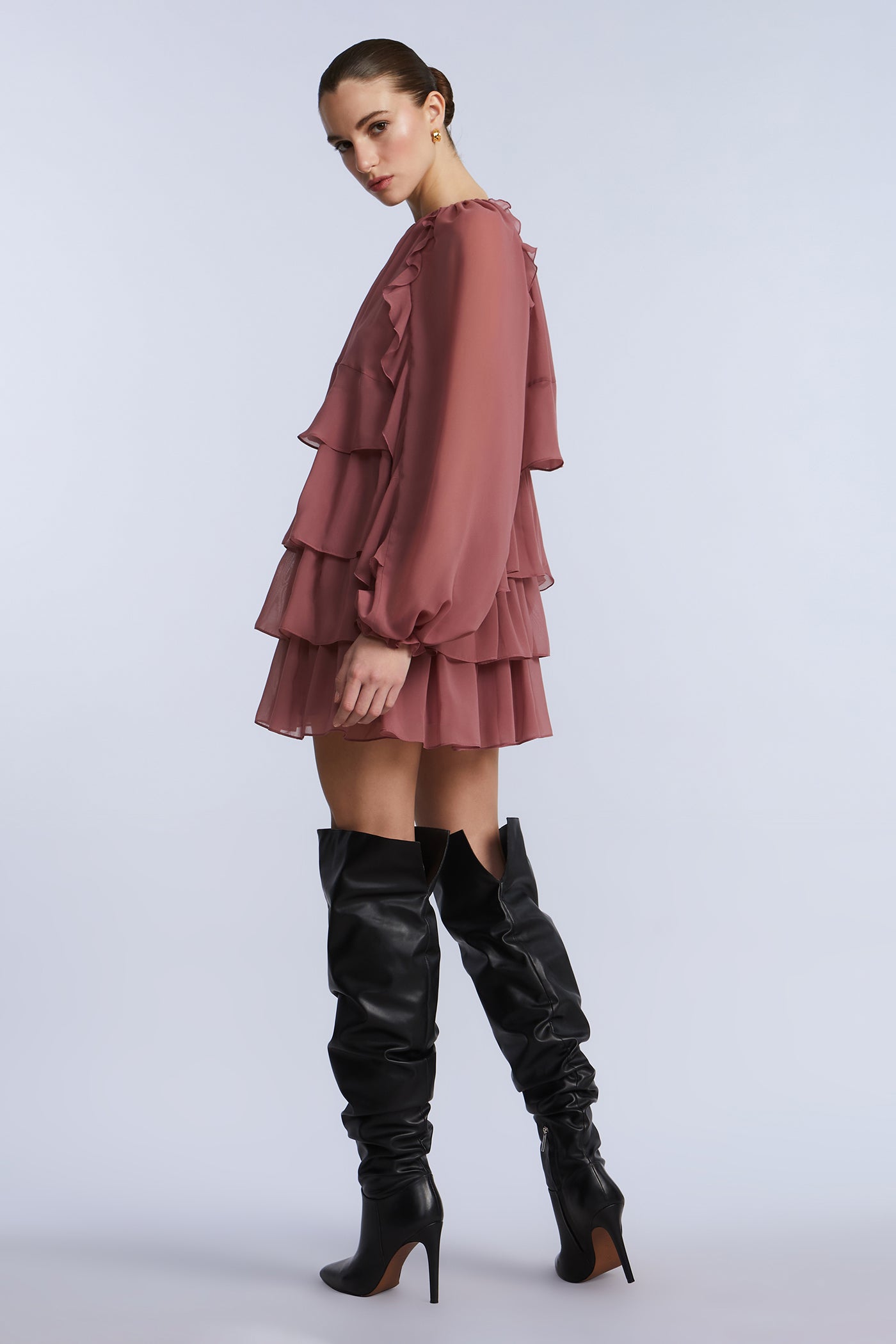 Chiffon Ruffle Mini Dress – BCBGMAXAZRIA