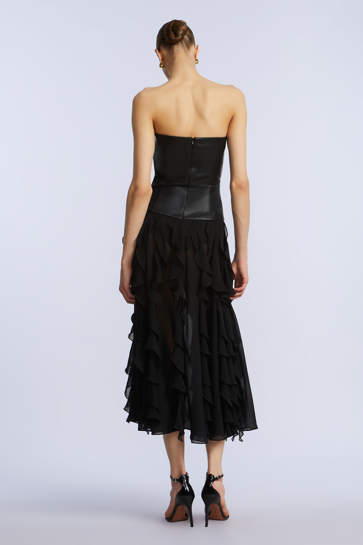 Leather Chiffon Dress BCBGMAXAZRIA Leather Chiffon Dress BCBGMAXAZRIA