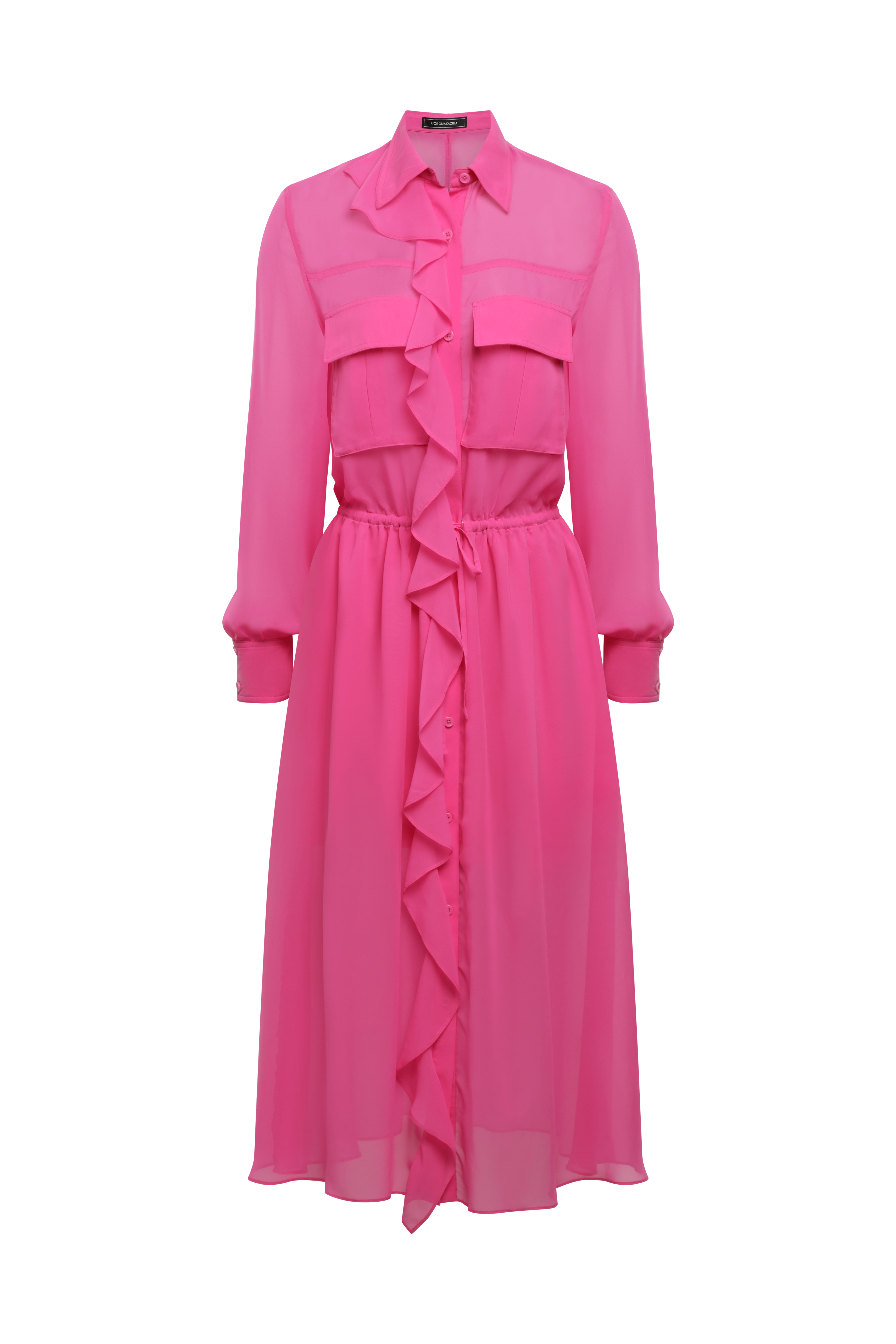 Solid Ruffle Dress Fuchsia Purple / 0 Solid Ruffle Dress Fuchsia Purple / 0