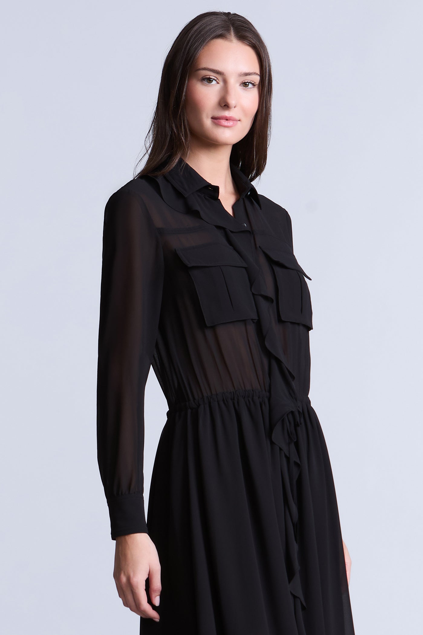 Solid Ruffle Dress Black / 10 Solid Ruffle Dress Black / 10