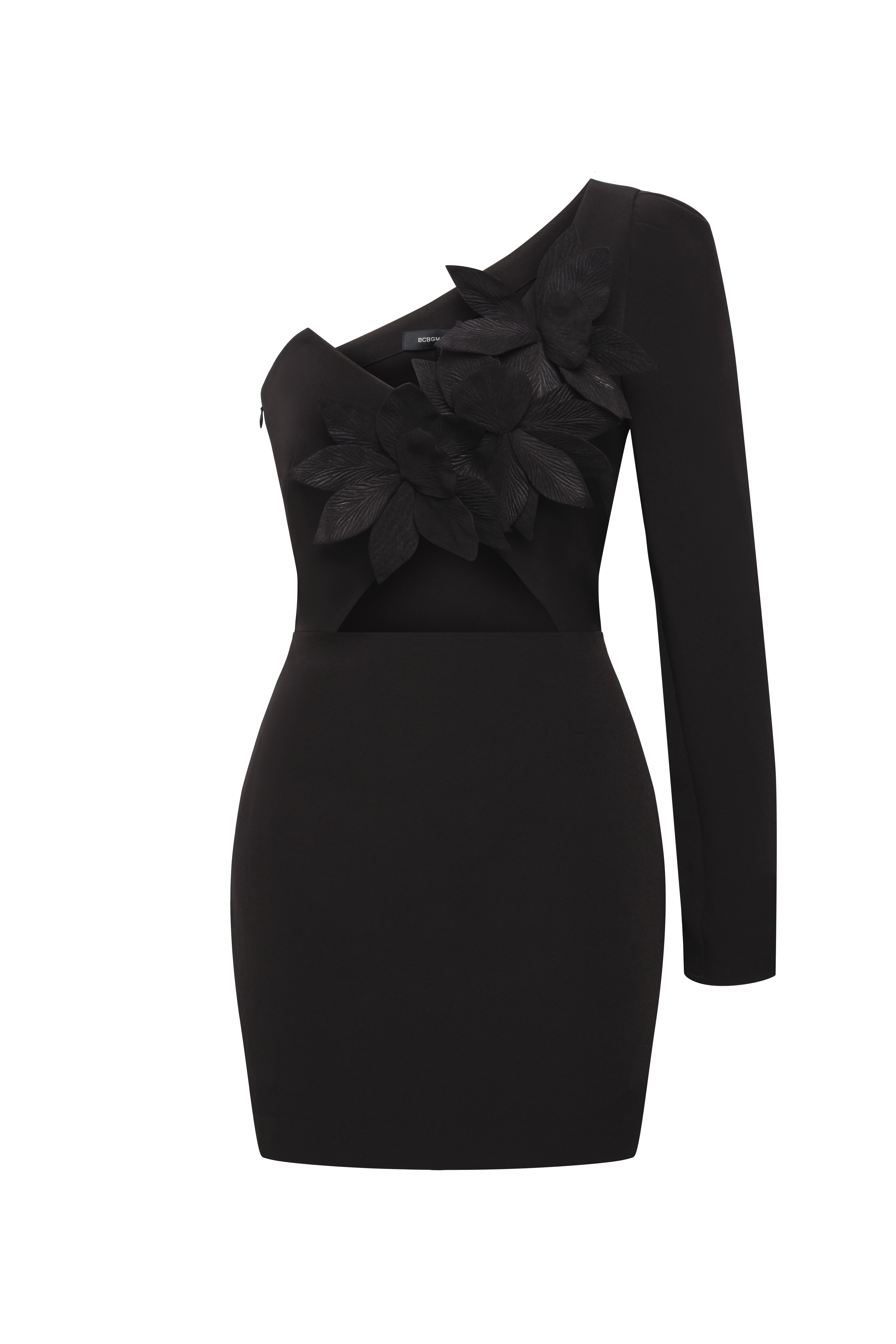 bcbg black dress long sleeve BCBGMAXAZRIA Grommet Long Sleeve Mini Dress in Gray