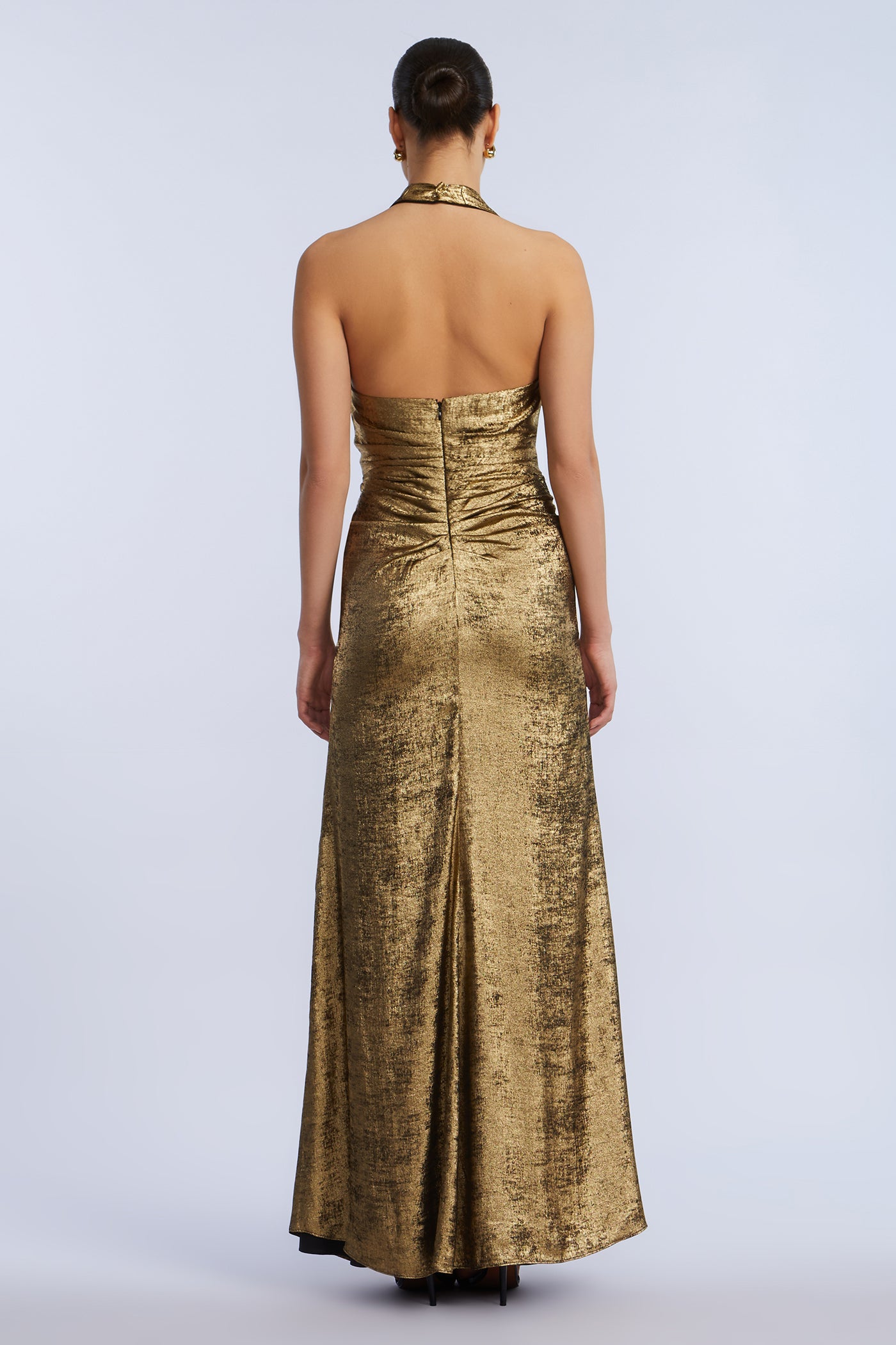 Lame Halter Gown BCBGMAXAZRIA Lame Halter Gown BCBGMAXAZRIA