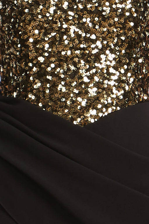 Sequin Crepe Dress Gold & Black Combo / 6 Sequin Crepe Dress Gold & Black Combo / 6