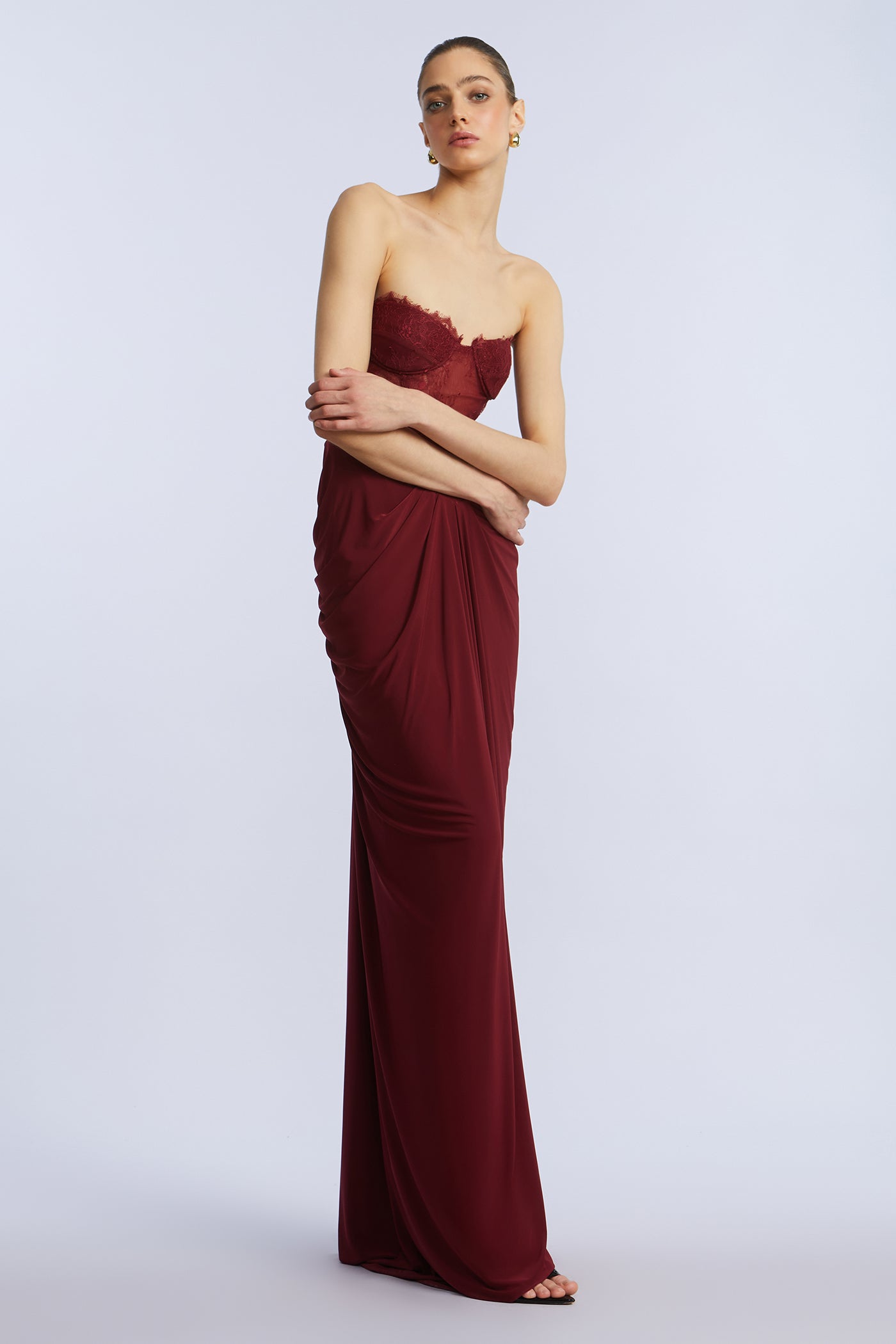 Lace & Jersey Gown Cabernet / 16 Lace & Jersey Gown Cabernet / 16