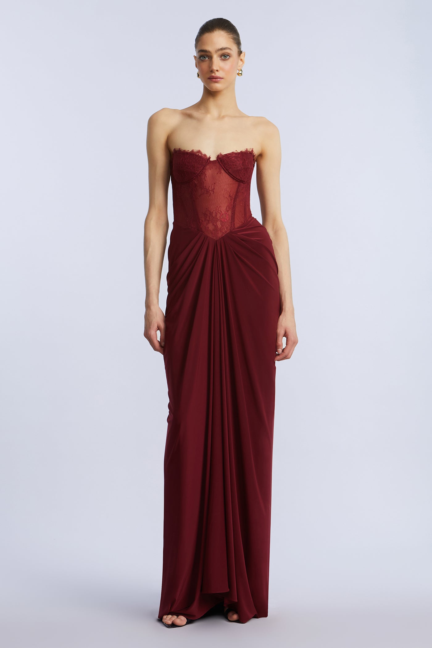 Lace & Jersey Gown Cabernet / 16 Lace & Jersey Gown Cabernet / 16