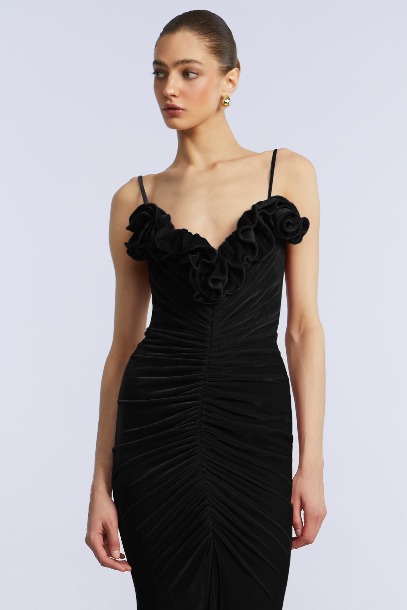 Ruffle Velvet Gown Black / 14 Ruffle Velvet Gown Black / 14