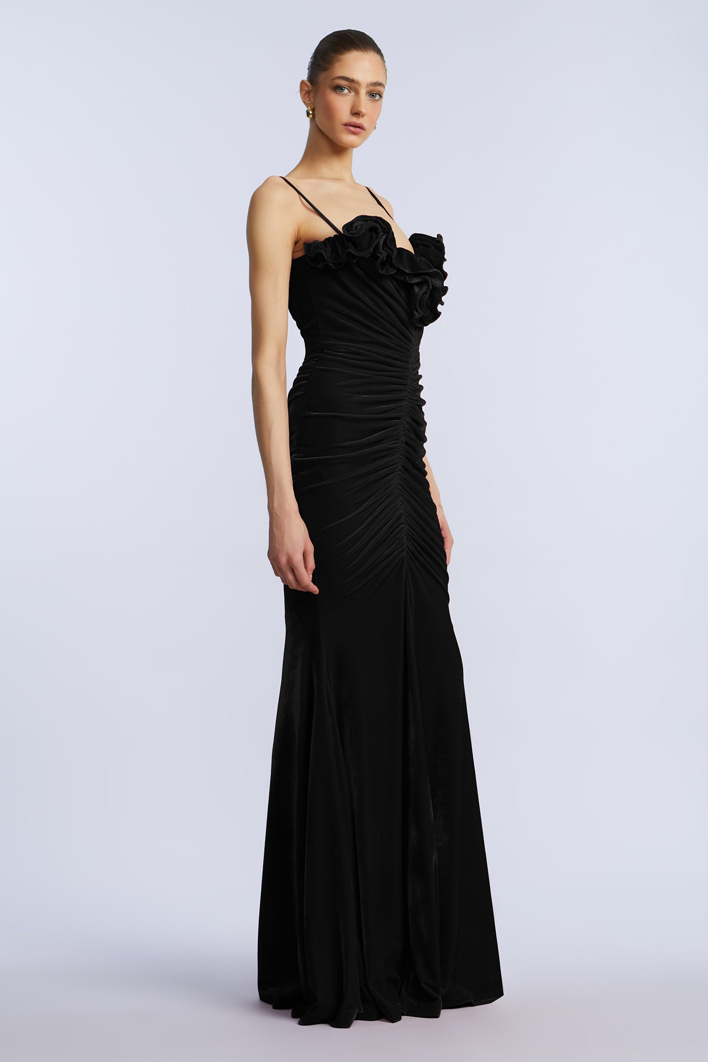 Velvet Ruffle Gown Ruffle Velvet Gown – BCBGMAXAZRIA