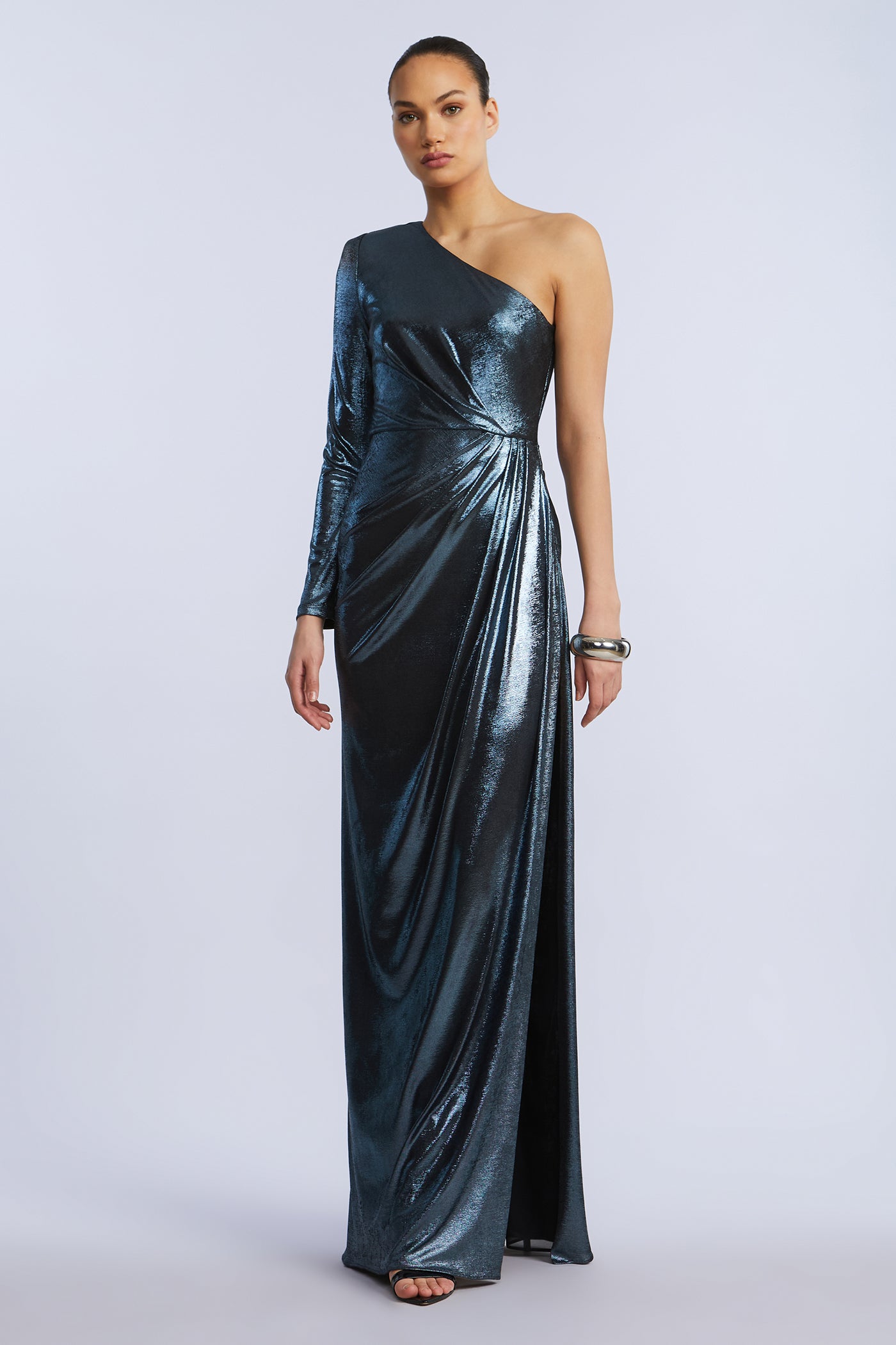 bcbgeneration metallic maxi dress BCBGeneration Women's Metallic Faux-Wrap Maxi Dress (XS, Black Combo)