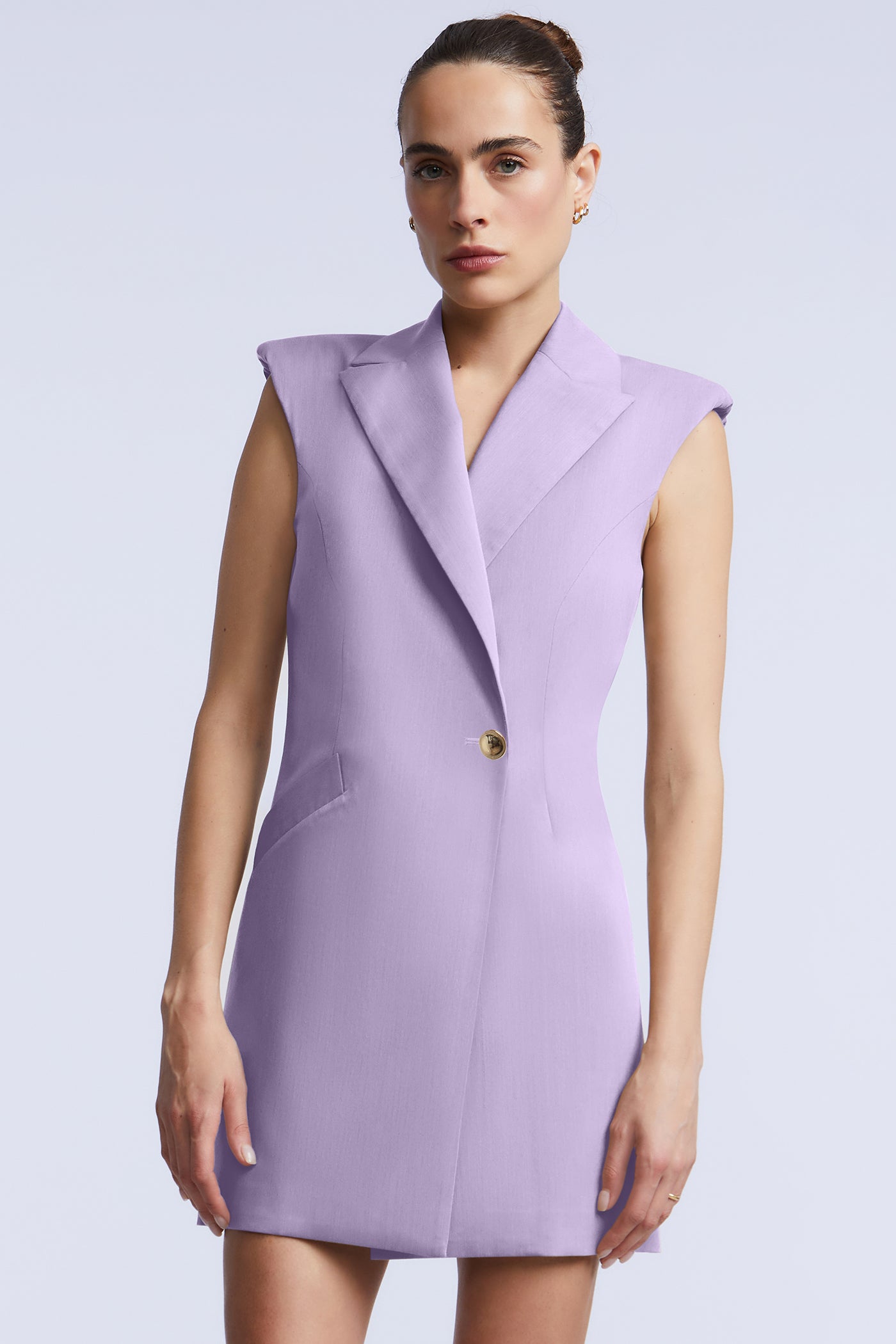 purple blazer dress women Wine Pinstripe Belted Blazer Dress
