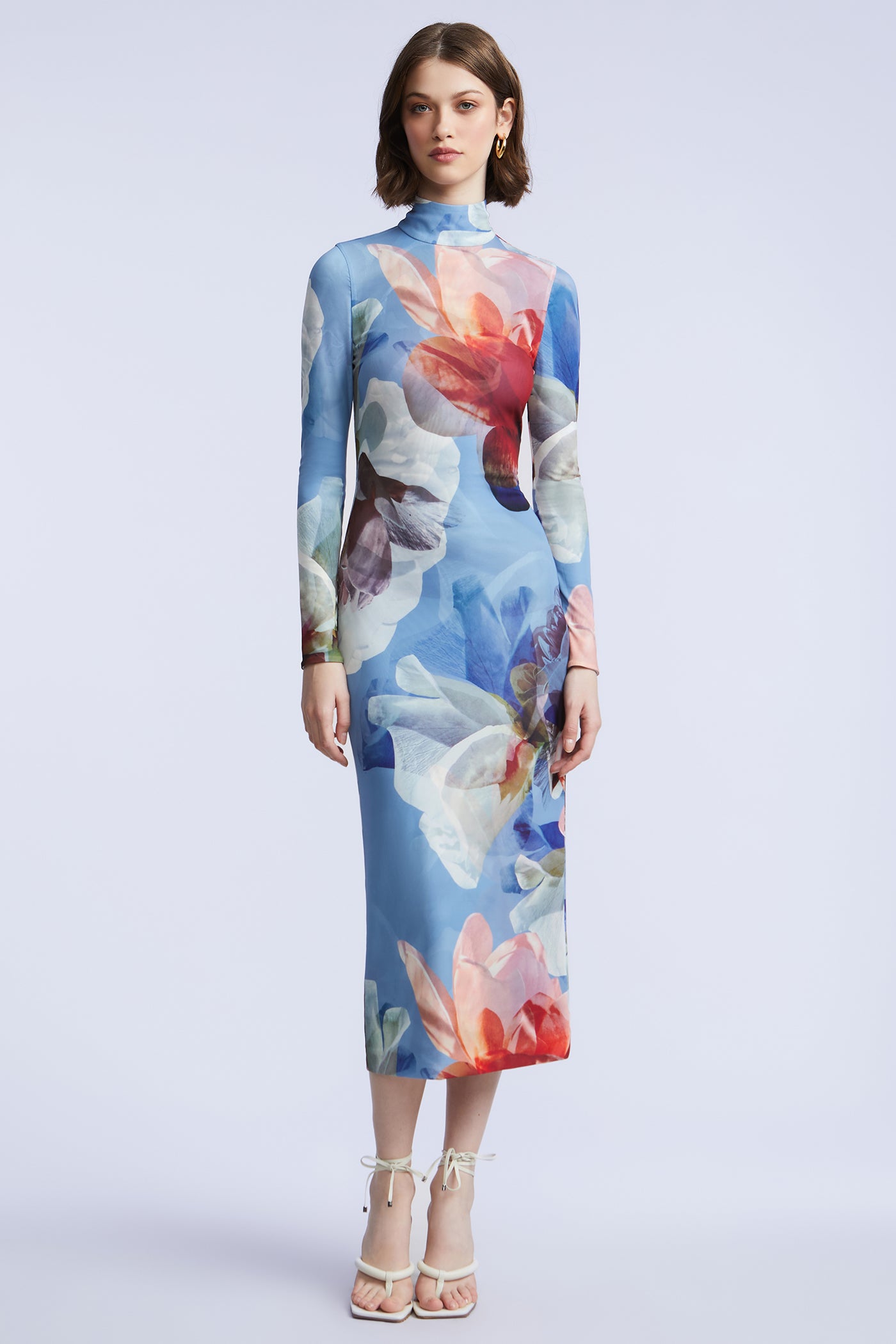 bcbg long sleeve dress BCBG Women's Long Sleeve Mock Neck Midi Dress