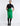 FRONT  VIEW EMERALD GREEN FRONT SLIT FAUX LEATHER MIDI SKIRT