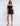 FRONT VIEW BLACK STRAPLESS BODYCON MINI DRESS WITH SEQUINS AND MESH BACK