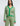 FRONT VIEW WOMEN'S CAMEL/EMERALD GREEN V-NECK LONG SLEEVE CARDIGAN