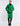 FRONT VIEW WOMEN'S EMERALD GREEN BELTED FAUX LEATHER JACKET