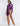 FRONT VIEW WOMEN'S PLUM BALLOON LONG SLEEVE TOP WITH NECK TIE DETAIL