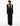 BACK VIEW BLACK BEAUTY LONG SLEEVE MOCK NECK GOWN WITH STRONG SHOULDERS AND BACK OF THE NECK TIE DETAIL