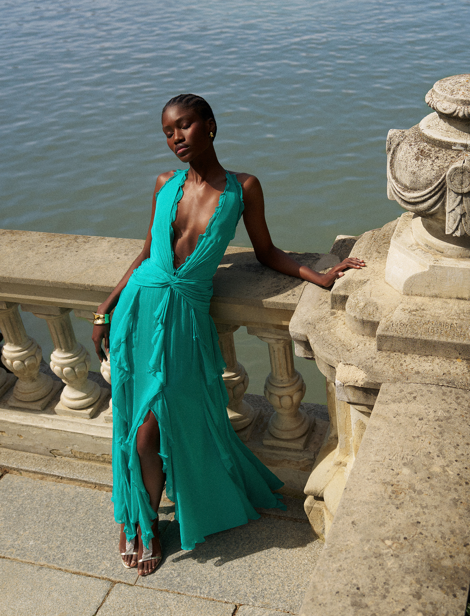Ruffle Halter Chiffon Gown BCBGMAXAZRIA Ruffle Halter Chiffon Gown BCBGMAXAZRIA