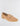 FRONT SIDE VIEW WOMEN'S TAN VEGAN LEATHER ROUNDED TOE FLAT LOAFER