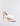 FRONT SIDE VIEW WOMEN'S WHITE BRAIDED LEATHER THONG SANDAL HEEL