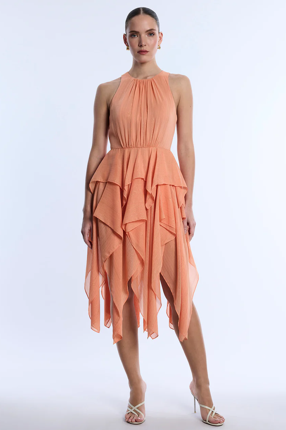 bcbgeneration orange dress Ruffle Skirt Apricot / 4 layered handkerchief hems Nordstrom Rack Nordstrom Flowy import:260331 Size:Height:  5'6 - 5'8  Weight:  Up to 270 lb