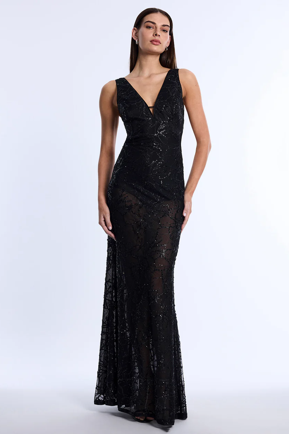 bcbg black cutout dress Embellished Cut Out Gown - Finished with adjustable tie Black Going Out Dresses Color:Black Oak 40-30CM2025