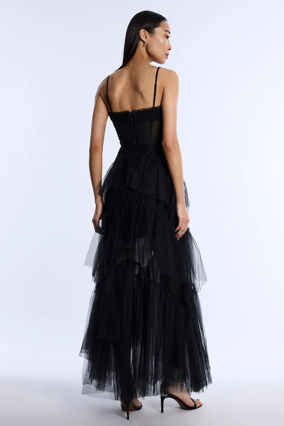 Oly Tiered Ruffle Tulle Evening Gown BCBGMAXAZRIA Oly Tiered Ruffle Tulle Evening Gown BCBGMAXAZRIA