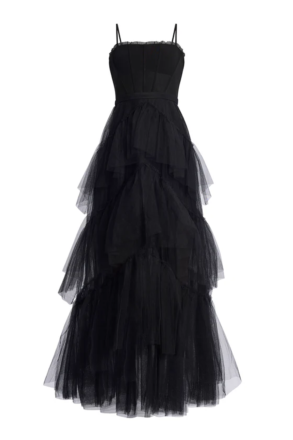 Oly Tiered Ruffle Tulle Evening Gown BCBGMAXAZRIA Oly Tiered Ruffle Tulle Evening Gown BCBGMAXAZRIA