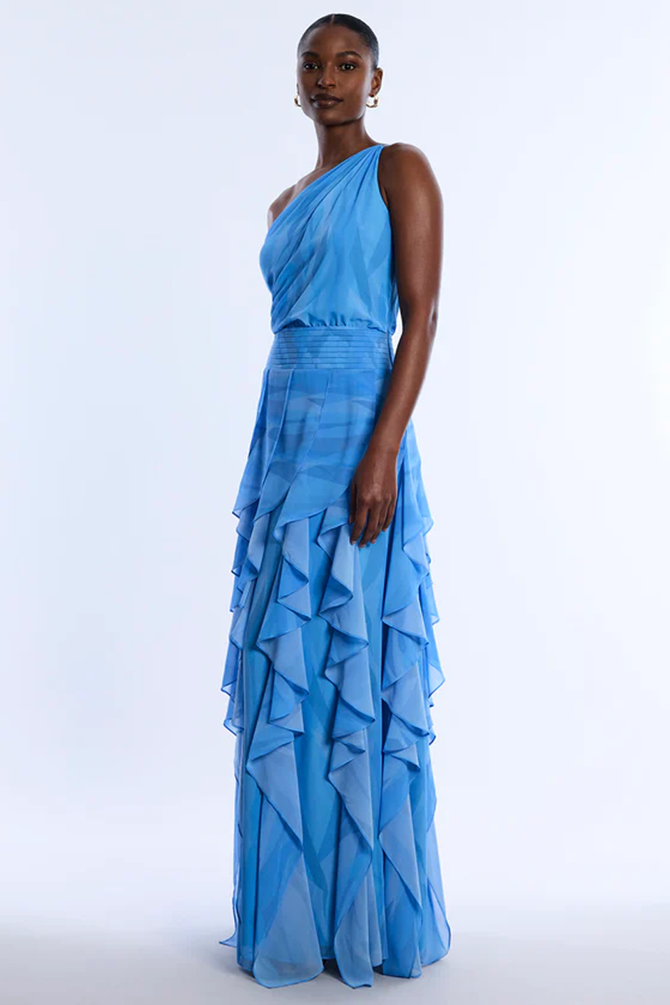 Printed One Shoulder Gown Printed One Shoulder Gown