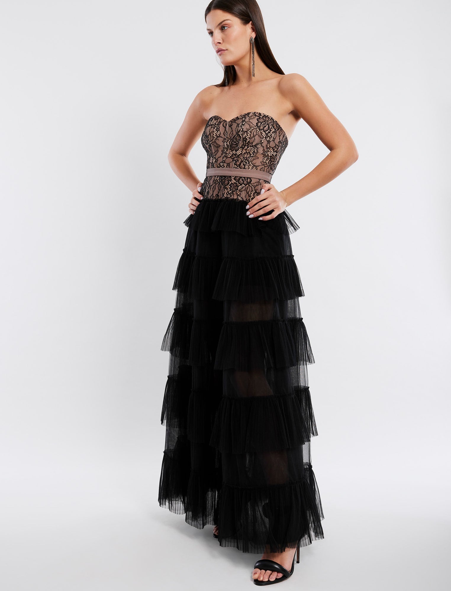 Cerise Ruffle Evening Gown | Dresses | BCBGMAXAZRIA