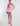FRONT FULL VIEW FUCHSIA PINK WOMEN'S HIGH-WAISTED SHORTS